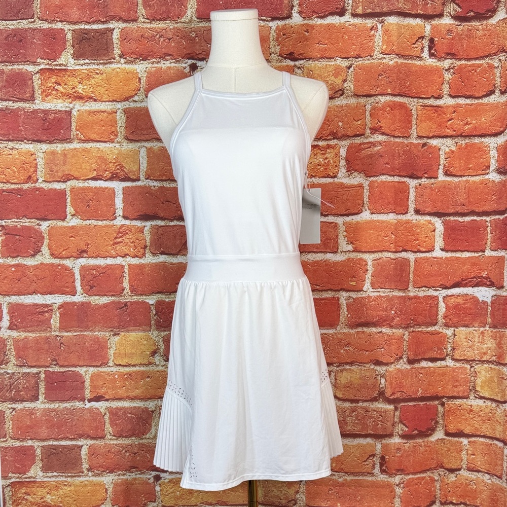 Zella White Pleated Flutter Tennis Dress Women’s Small Sporty Stretch Preppy